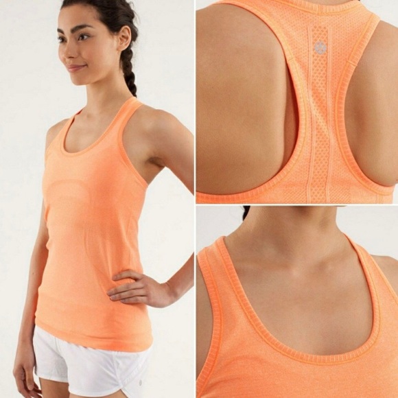 lululemon athletica Tops - Lululemon Swifty Racerback Orange Athletic Tank